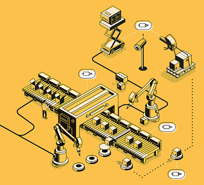 Moteurs cc dans le robot d’emballage pour l’automatisation dans les systèmes d’entrepôt
