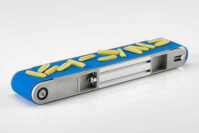 Brushless motors in modular, compact conveyor belts for small parts