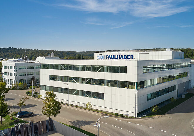 Aerial day view of the FAULHABER Building in Germany